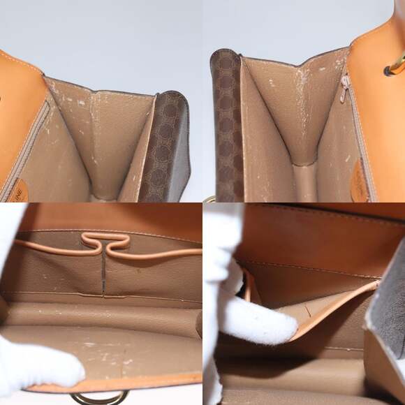 CELINE Macadam Canvas Hand Bag Pvc Leather Brown Gold - Picture 12 of 13